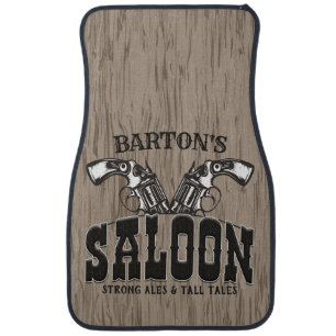 Personalized NAME Wild West Gun Revolver Saloon Car Floor Mat