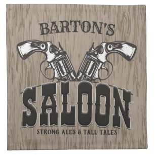 Personalized NAME Wild West Gun Revolver Saloon Cloth Napkin