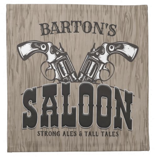 Personalized NAME Wild West Gun Revolver Saloon Cloth Napkin