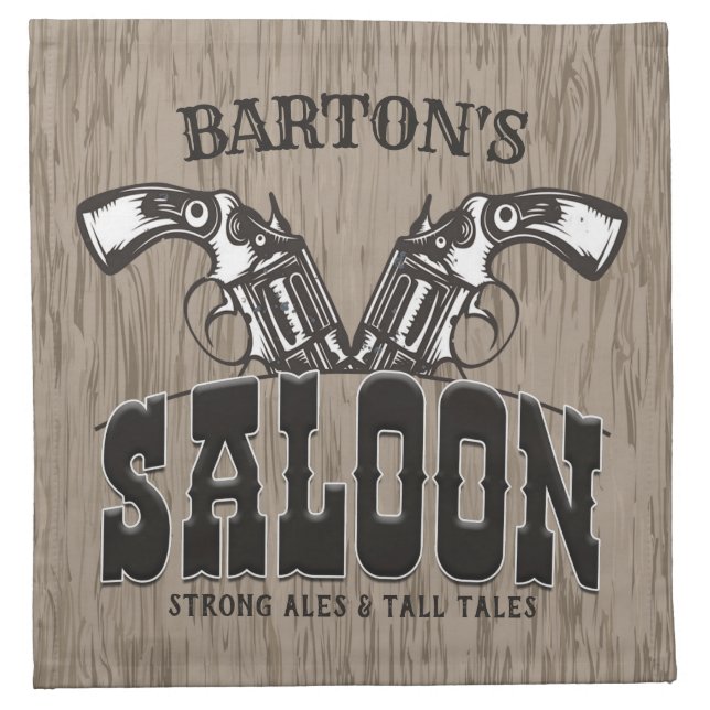 Personalized NAME Wild West Gun Revolver Saloon Cloth Napkin (Front)