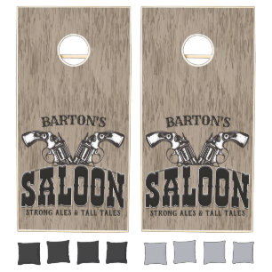 Personalized NAME Wild West Gun Revolver Saloon Cornhole Set