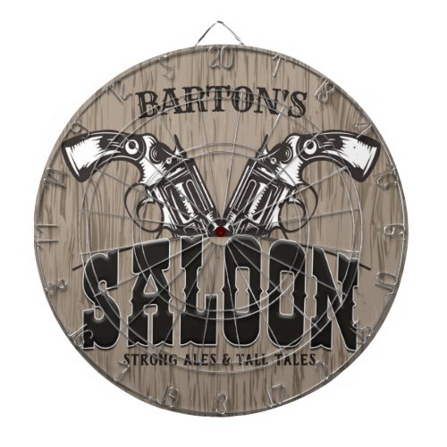 Personalized NAME Wild West Gun Revolver Saloon Dart Board
