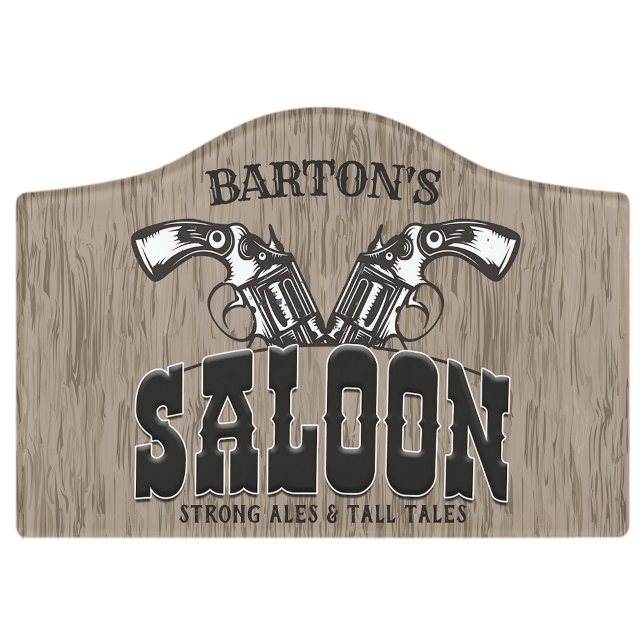 Personalized NAME Wild West Gun Revolver Saloon Door Sign (Creator Uploaded)