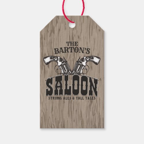Personalized NAME Wild West Gun Revolver Saloon Gift Tags