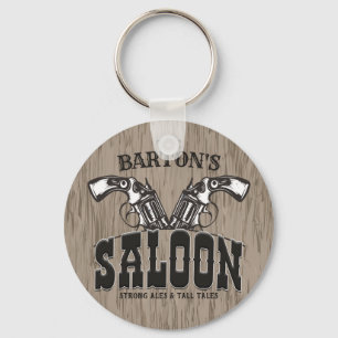 Personalized NAME Wild West Gun Revolver Saloon Keychain