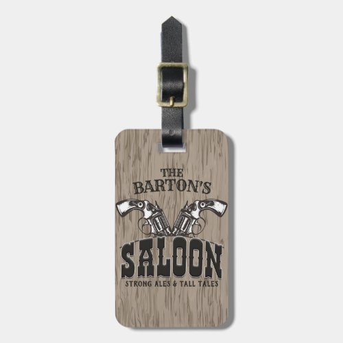 Personalized NAME Wild West Gun Revolver Saloon Luggage Tag