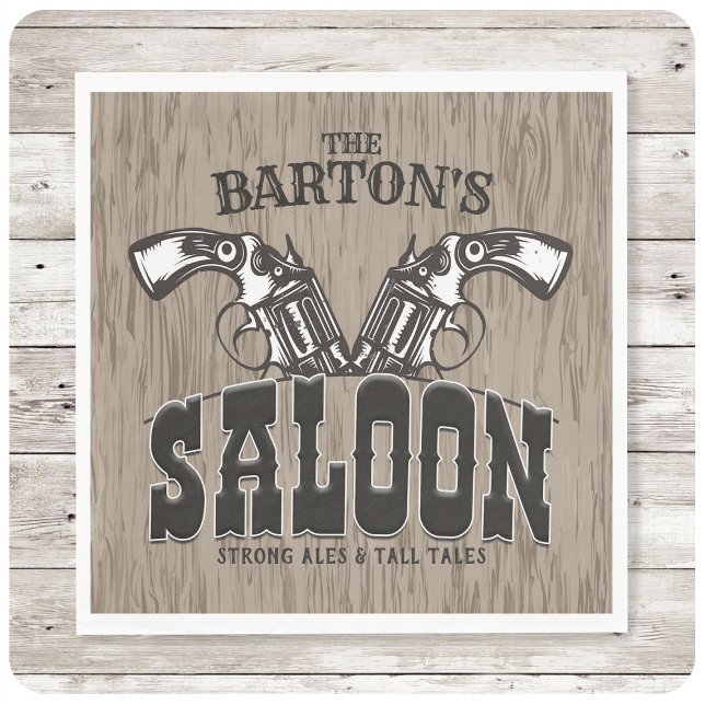 Personalized NAME Wild West Gun Revolver Saloon Napkins (Creator Uploaded)