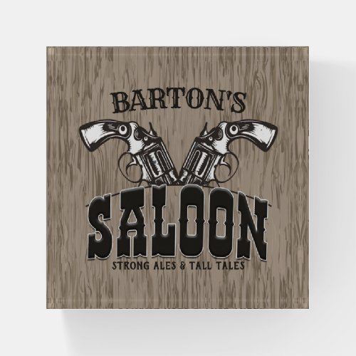 Personalized NAME Wild West Gun Revolver Saloon Paperweight