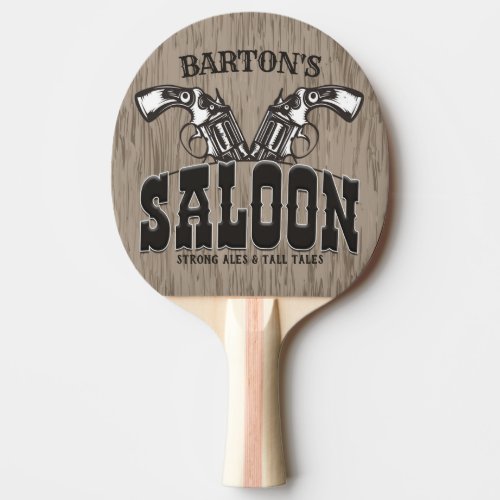 Personalized NAME Wild West Gun Revolver Saloon Ping Pong Paddle