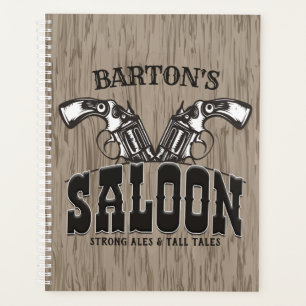 Personalized NAME Wild West Gun Revolver Saloon Planner