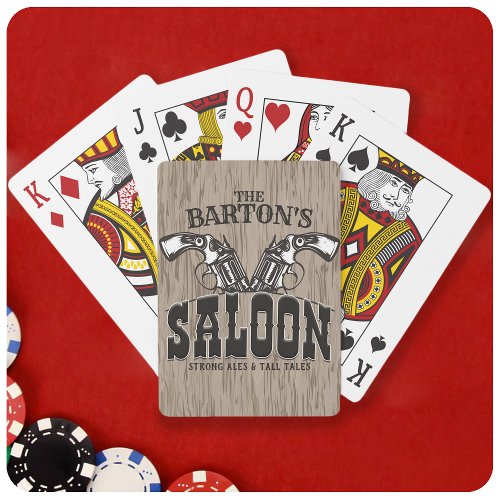Personalized NAME Wild West Gun Revolver Saloon Playing Cards
