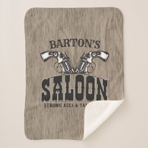 Personalized NAME Wild West Gun Revolver Saloon Sherpa Blanket