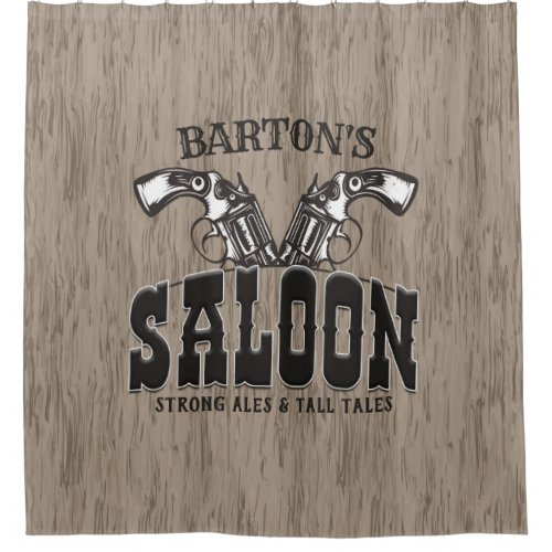 Personalized NAME Wild West Gun Revolver Saloon Shower Curtain