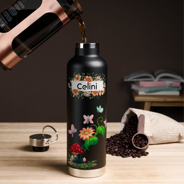 Personalized Name Wildflower Butterfly Garden Water Bottle (Personalized Name Wildflower Butterfly Garden Water Bottle)