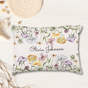 Personalized Name Wildflower Garden Accent Pillow