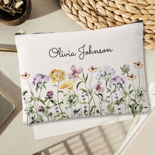 Personalized Name Wildflower Garden Accessory Pouch