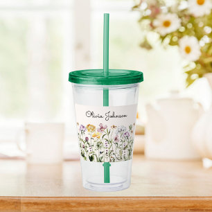 Personalized Name Wildflower Garden Acrylic Tumbler
