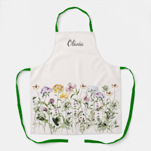 Personalized Name Wildflower Garden Apron
