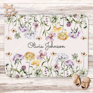 Personalized Name Wildflower Garden Baby Blanket