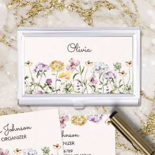 Personalized Name Wildflower Garden Business Card Case
