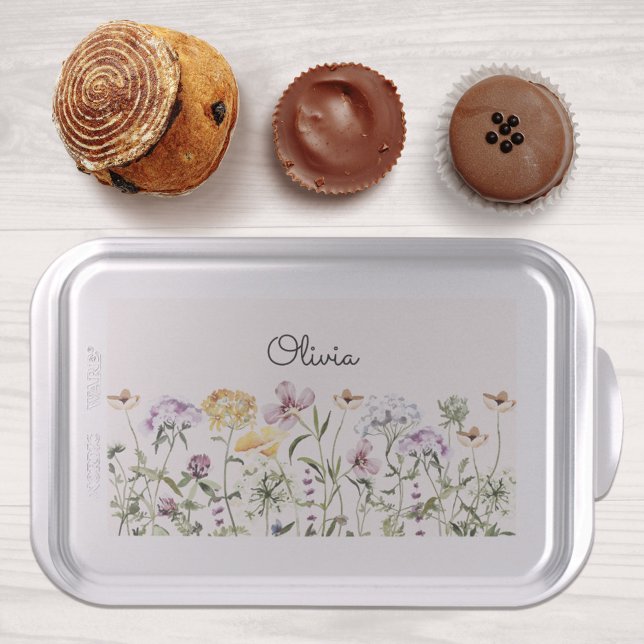 Personalized Name Wildflower Garden Cake Pan (In situ kitchen table)