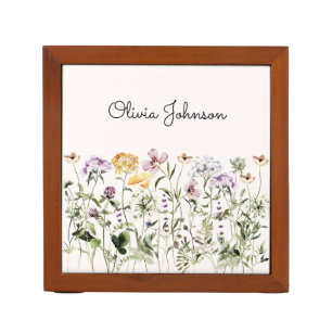 Personalized Name Wildflower Garden Desk Organizer