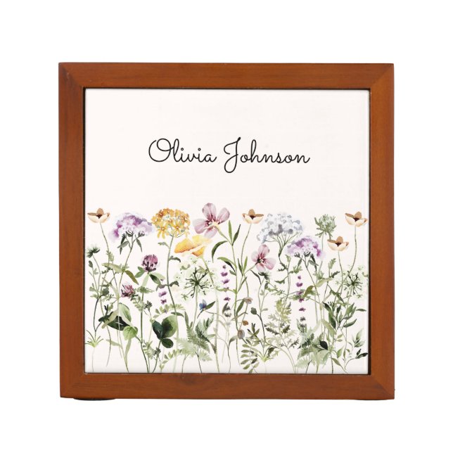 Personalized Name Wildflower Garden Desk Organizer (Front)