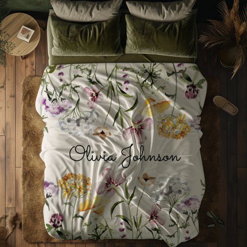 Personalized Name Wildflower Garden Fleece Blanket