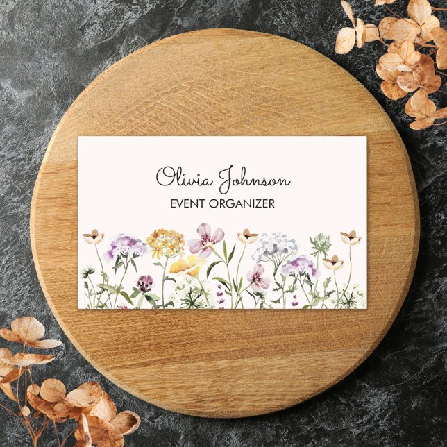 Personalized Name Wildflower Garden Floral Rectangular Sticker (Close up)