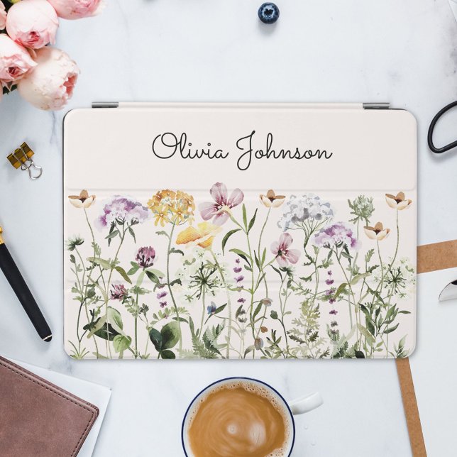 Personalized Name Wildflower Garden iPad Mini Cover (In situ)