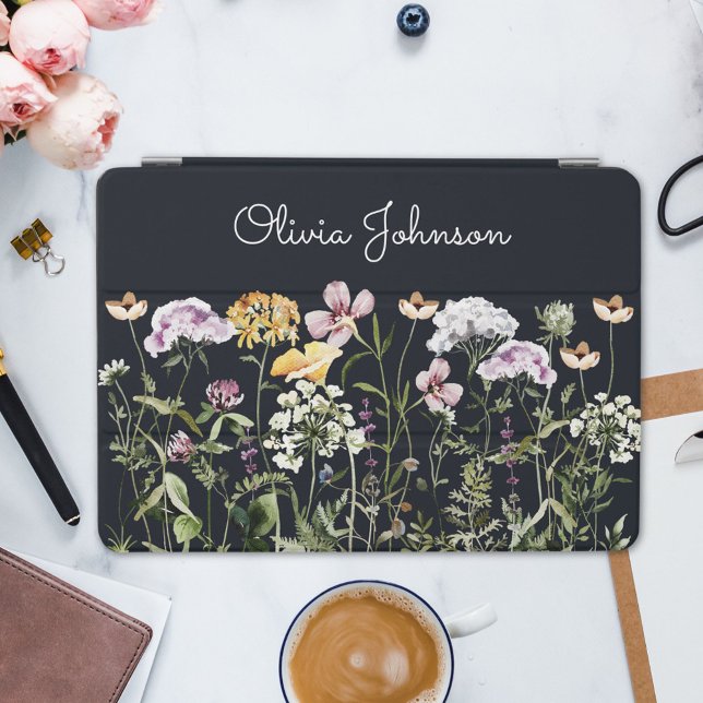 Personalized Name Wildflower Garden iPad Pro Cover (In situ)