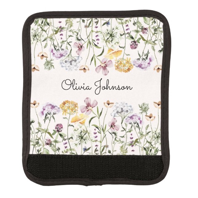 Personalized Name Wildflower Garden Luggage Handle Wrap (Front)