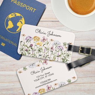 Personalized Name Wildflower Garden Luggage Tag