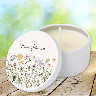 Personalized Name Wildflower Garden Mini Candle Favors
