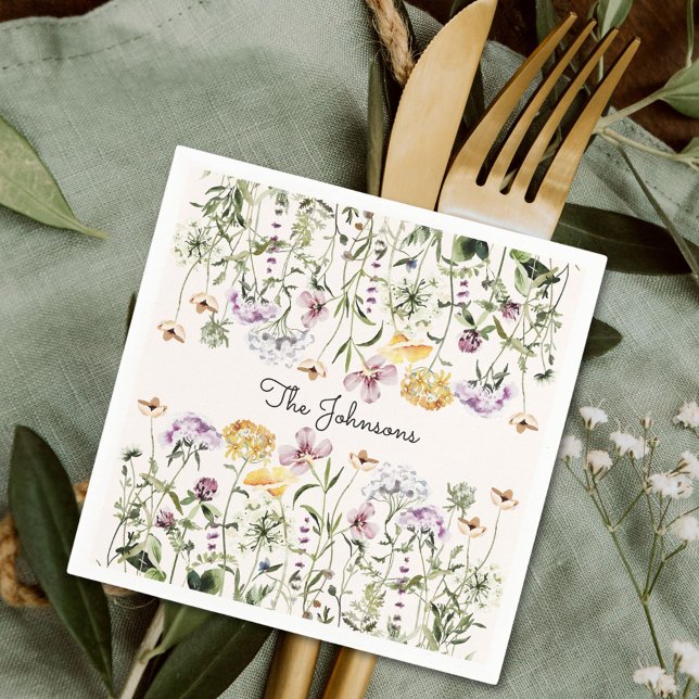 Personalized Name Wildflower Garden Napkins (In situ)