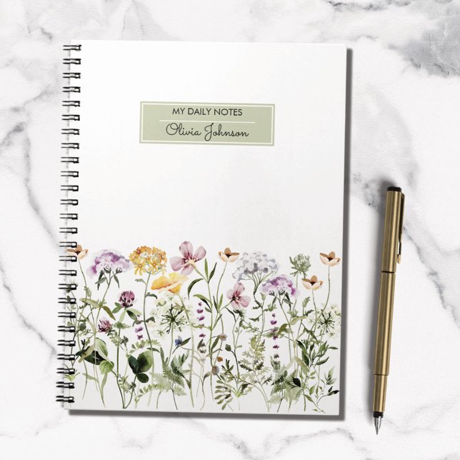 Personalized Name Wildflower Garden Notebook (In situ)