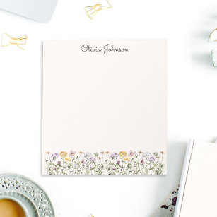 Personalized Name Wildflower Garden Notepad