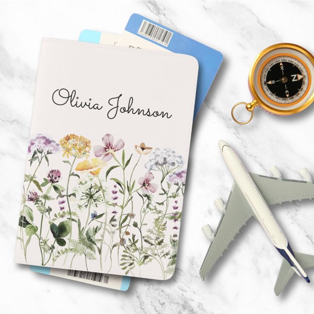 Personalized Name Wildflower Garden Passport Holder (In situ)