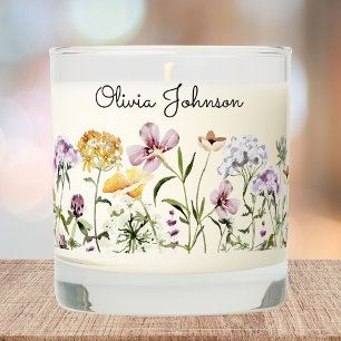 Personalized Name Wildflower Garden Scented Candle