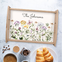 Personalized Name Wildflower Garden Serving Tray