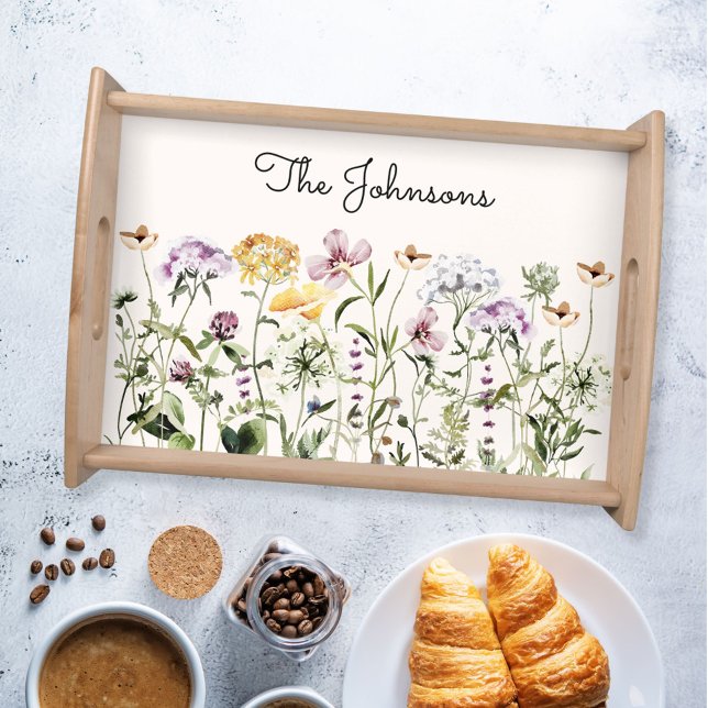 Personalized Name Wildflower Garden Serving Tray (In situ )