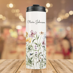 Personalized Name Wildflower Garden Thermal Tumbler