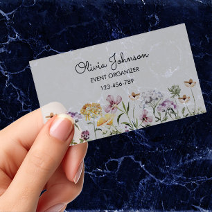 Personalized Name Wildflower Garden Transparent Clear Business Cards