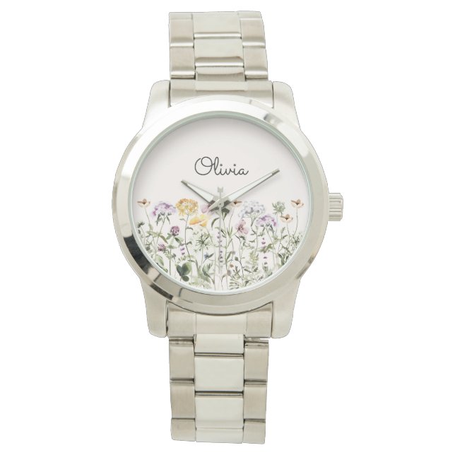 Personalized Name Wildflower Garden Watch (Front)