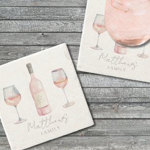 Personalized Name Wine Stone Coaster