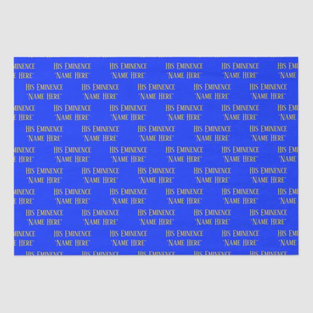 Personalized Name Wish Elegant Royal Blue Yellow Tissue Paper (Front)