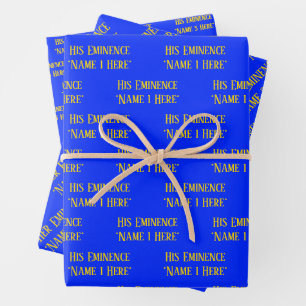 Personalized Name Wish Elegant Royal Blue Yellow Wrapping Paper Sheets