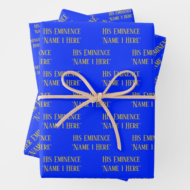 Personalized Name Wish Elegant Royal Blue Yellow Wrapping Paper Sheets (In situ)