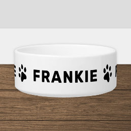 Personalized Name with Black Paw Prints Pet Bowl