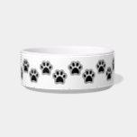 Personalized Name with Black Paw Prints Pet Bowl<br><div class="desc">Personalized Name with Black Paw Prints Pet Bowl</div>